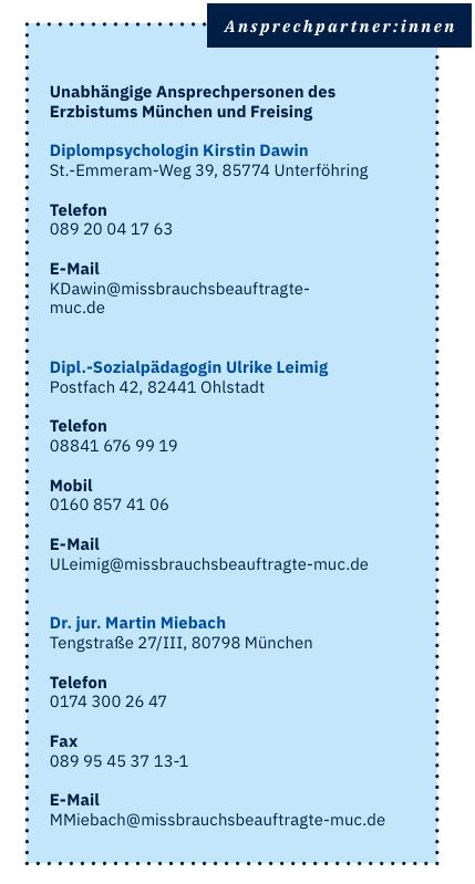 Auflistung Ansprechpersonen