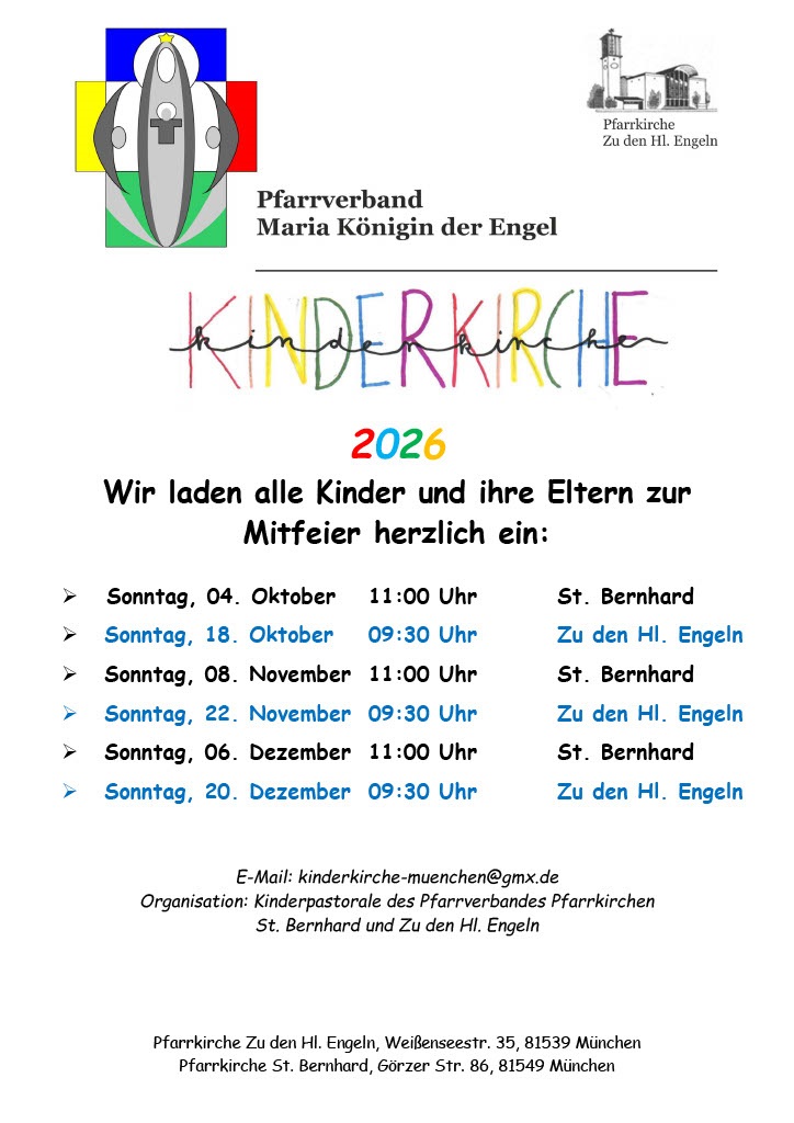 Kinderkirche St. Bernhard u. Zu den Hl. Engeln Oktober bis Dezember