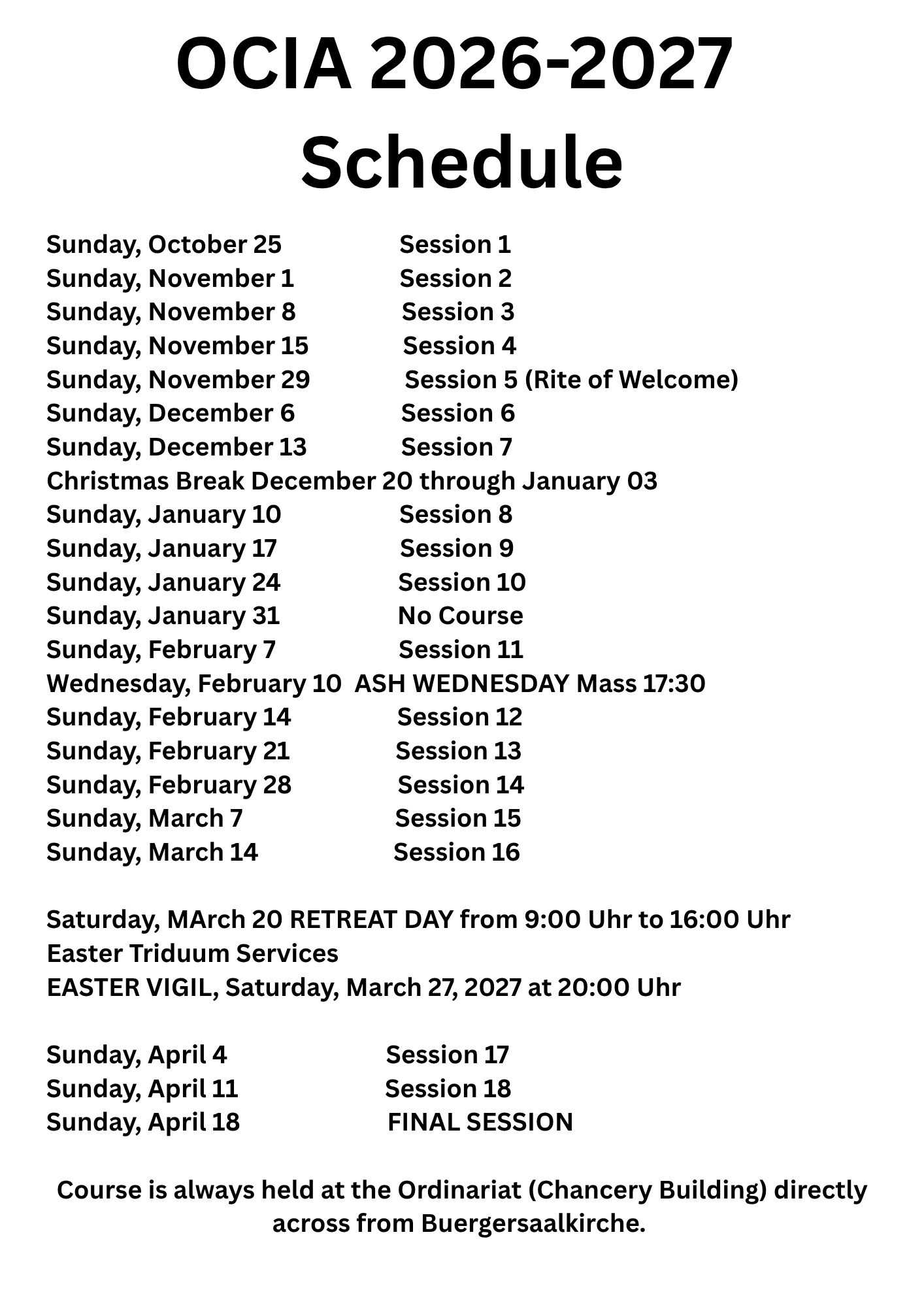 OCIA 2026-2027 Program Details Schedule