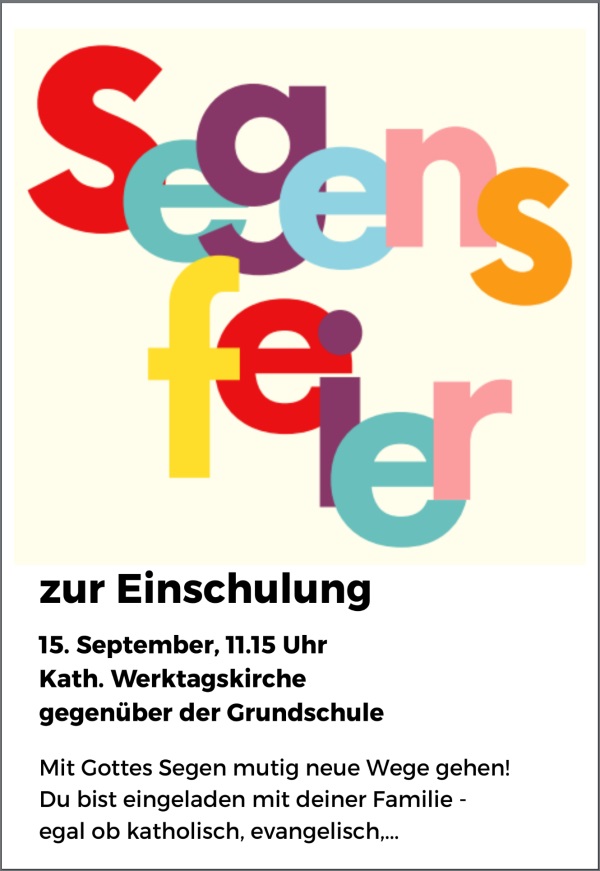 Plakat Segensgodi für Schulanfänger