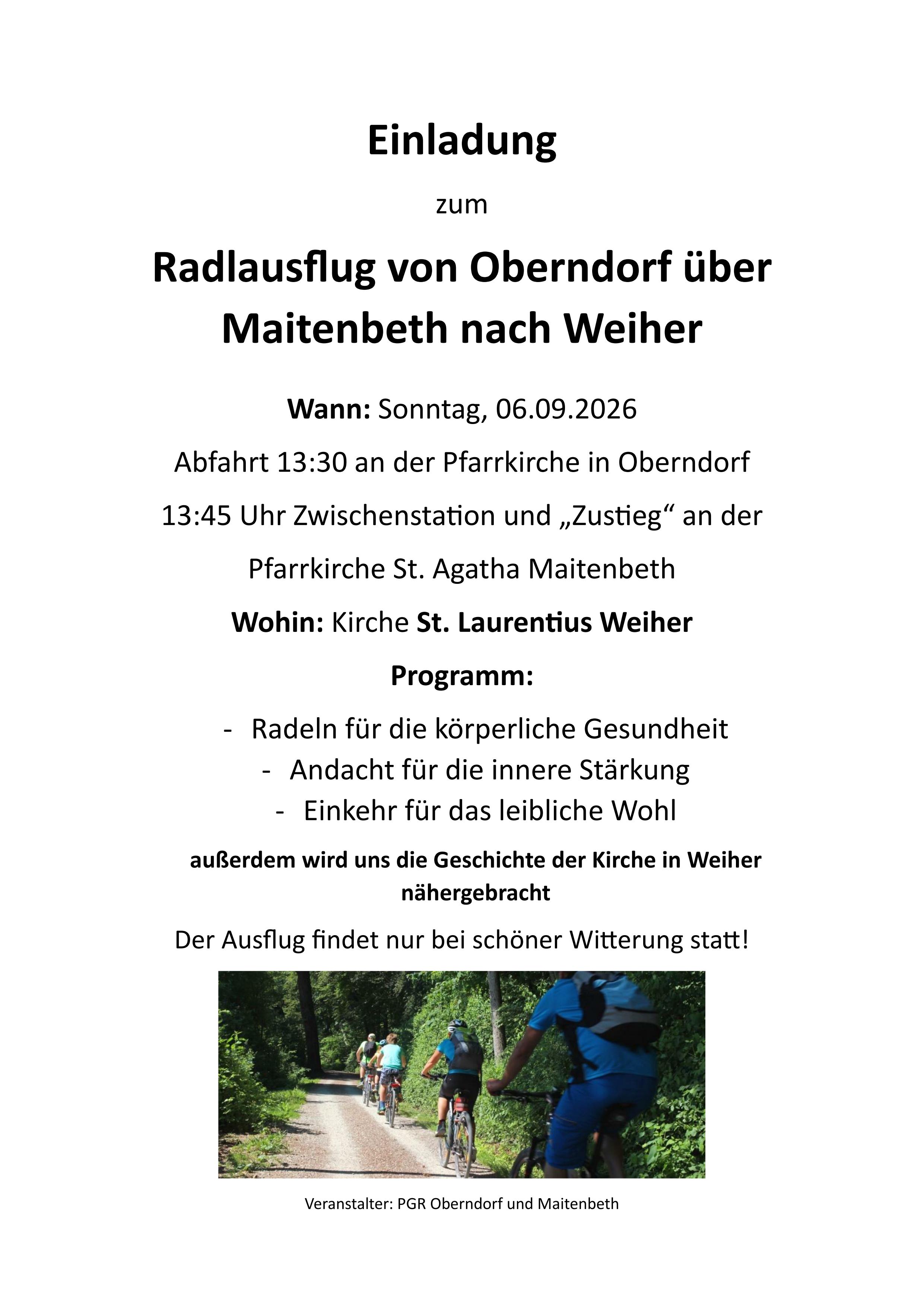 Radelausflug Weiher