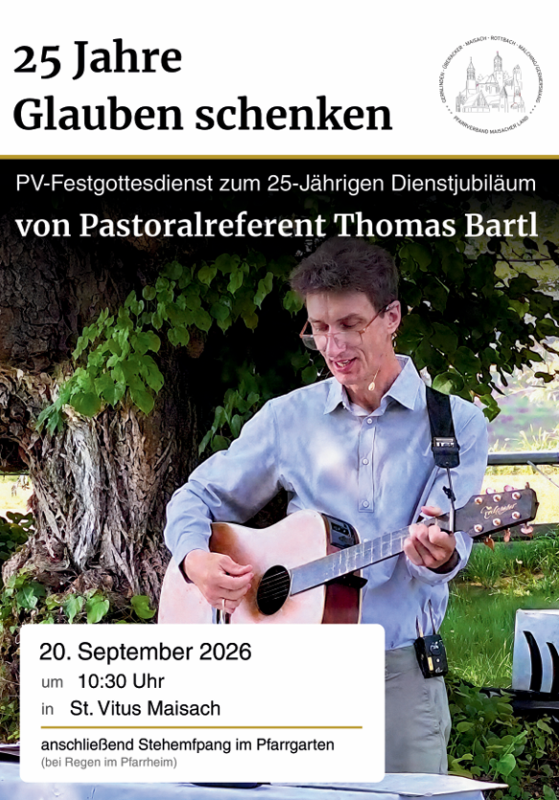25-jähriges Dienst-Jubiläum von Thomas Bartl, Feier am 20.09.26 in der Kirche St. Virus Masiach