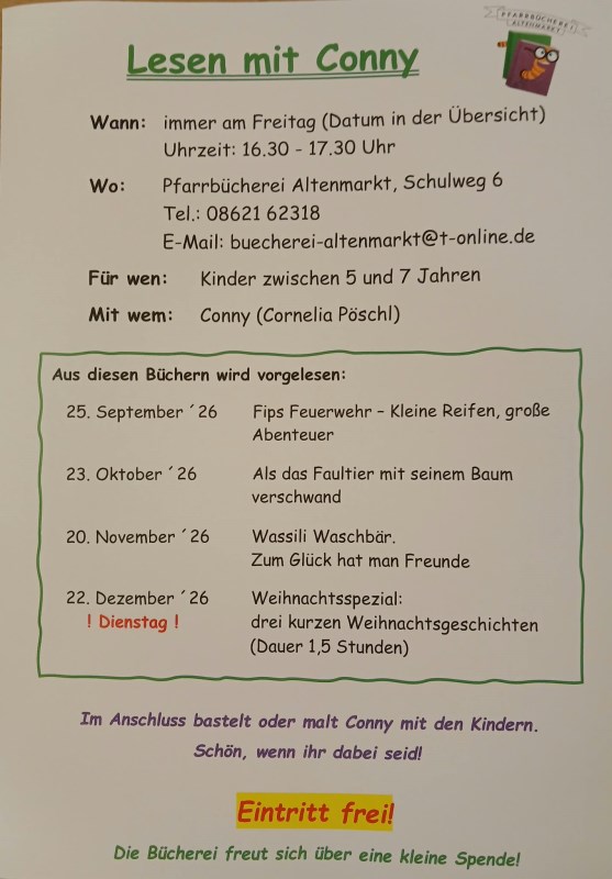 Plakat mit Leseterminen des 2. Halbjahres 2026