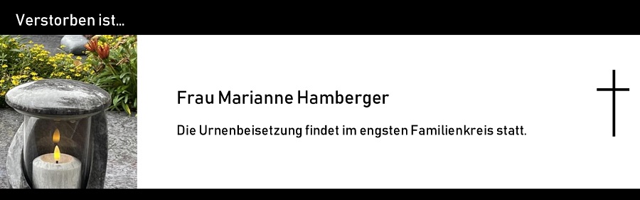 Traueranzeige Marianne Hamberger