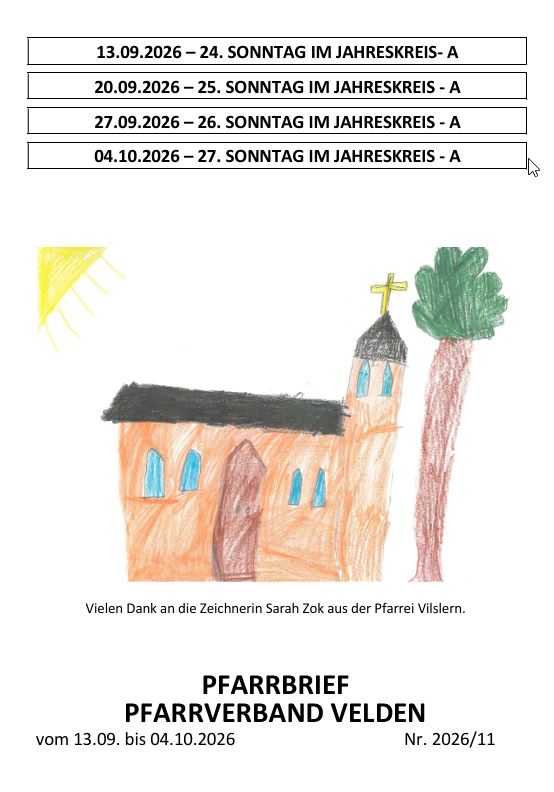Deckblatt für Pfarrbrief