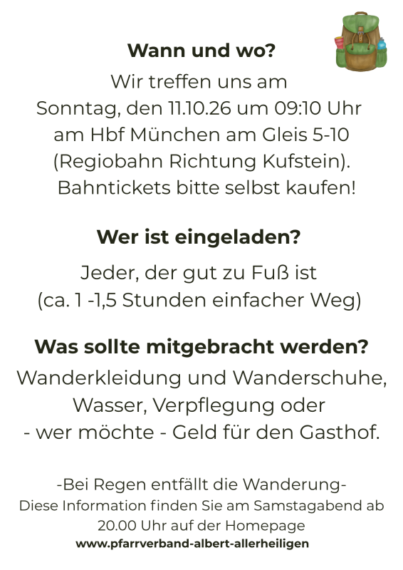 Infos zur Bergandacht am 11. Oktober 2026