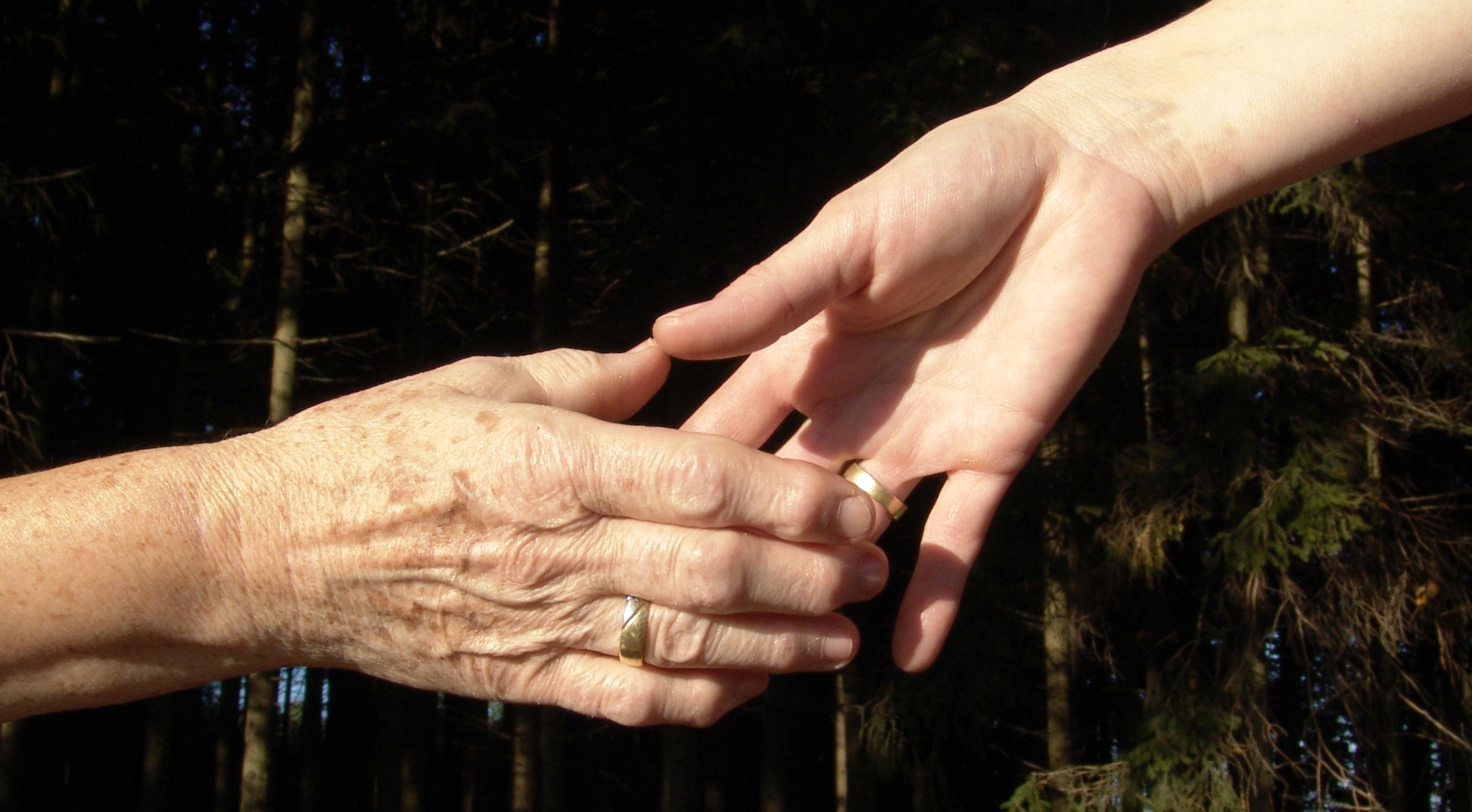 jüngere Hand und ältere Hand einander gereicht