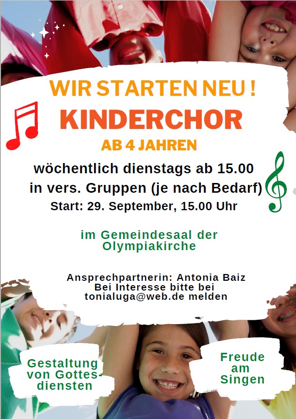 Plakat zu Neugründung eines Kinderchors im Ökumenischen Gemeindezentrum