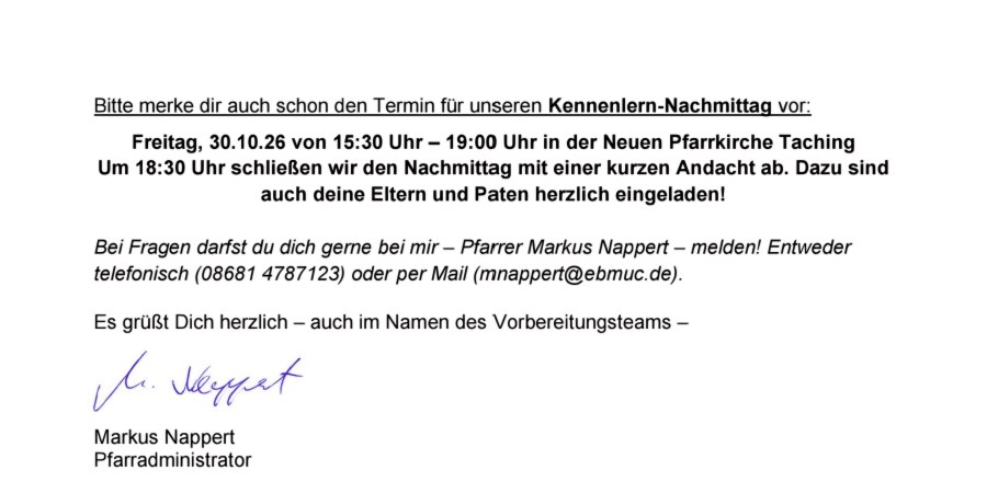 Einladung Firmung 2027