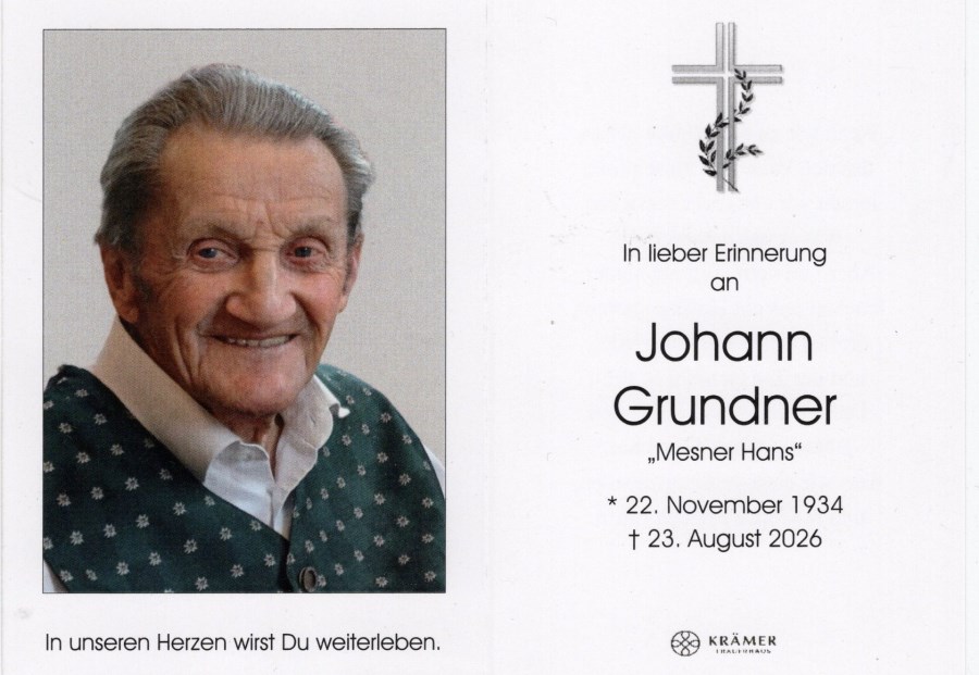 Taufkirchen, Sterbebild Johann Grundner