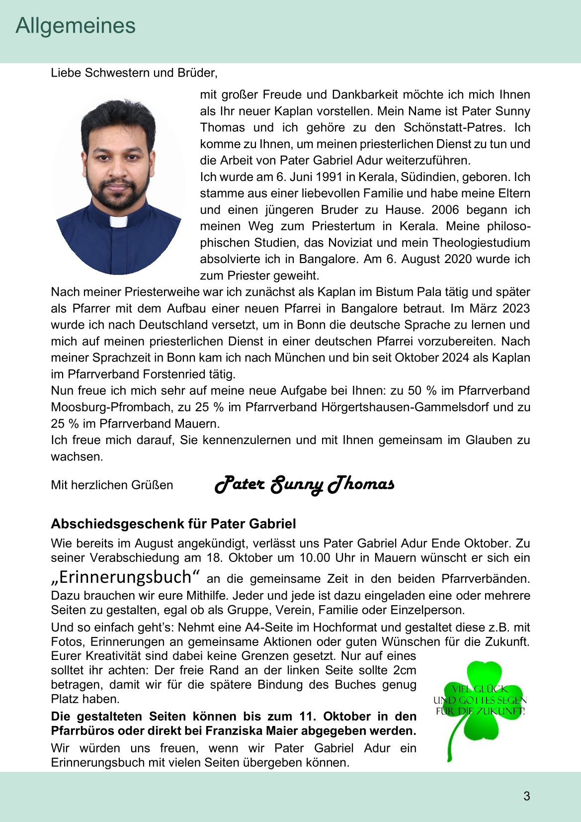 Pfarrblatt für die Pfarrverbände Hörgertshausen-Gammelsdorf und Mauern 05.Oktober bis 02.November 2026 Seite 03