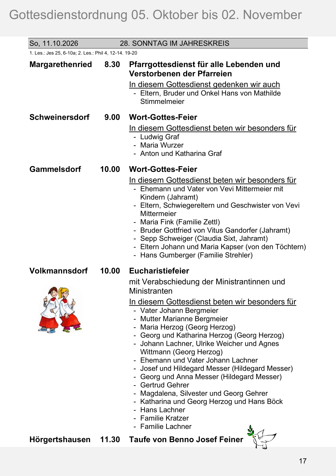 Pfarrblatt für die Pfarrverbände Hörgertshausen-Gammelsdorf und Mauern 05.Oktober bis 02.November 2026 Seite 17