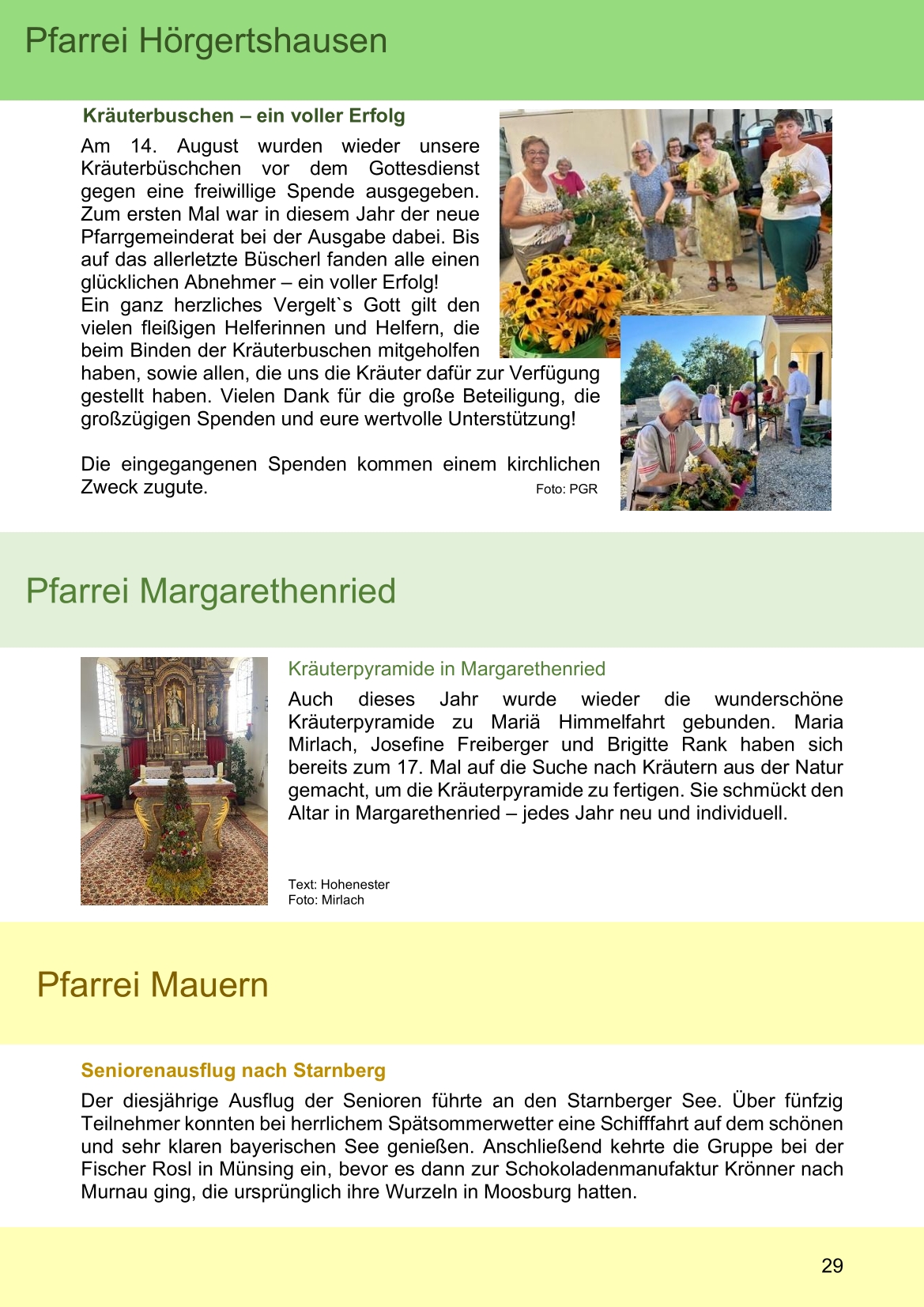 Pfarrblatt für die Pfarrverbände Hörgertshausen-Gammelsdorf und Mauern 05.Oktober bis 02.November 2026 Seite 29