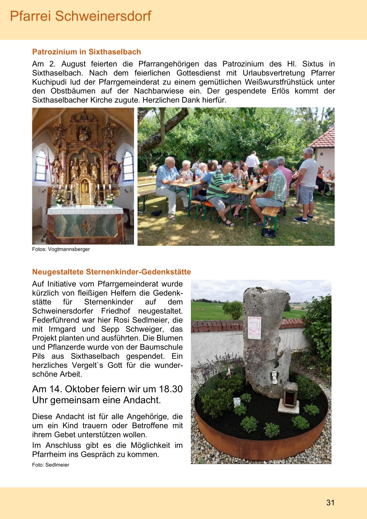 Pfarrblatt für die Pfarrverbände Hörgertshausen-Gammelsdorf und Mauern 05.Oktober bis 02.November 2026 Seite 31