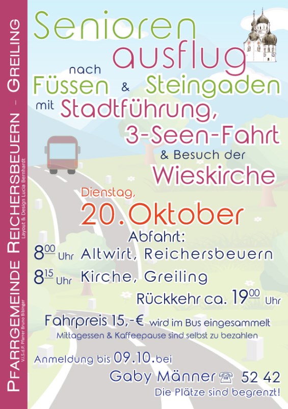 Einladung zum Ausflug der Senioren aus Reichersbeuern und Greiling
