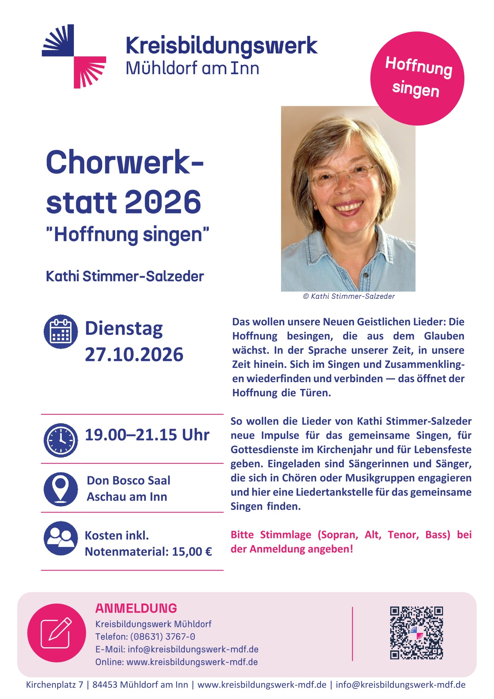 Chrowerkstatt "Hoffnung singen"<br/>27. Oktober 2026, 19 Uhr
