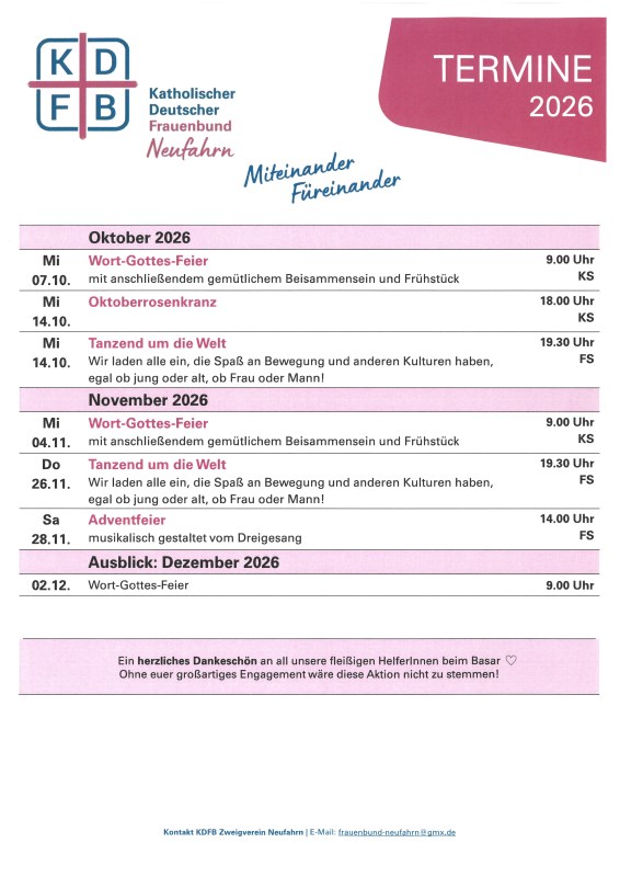 Termine Frauenbund